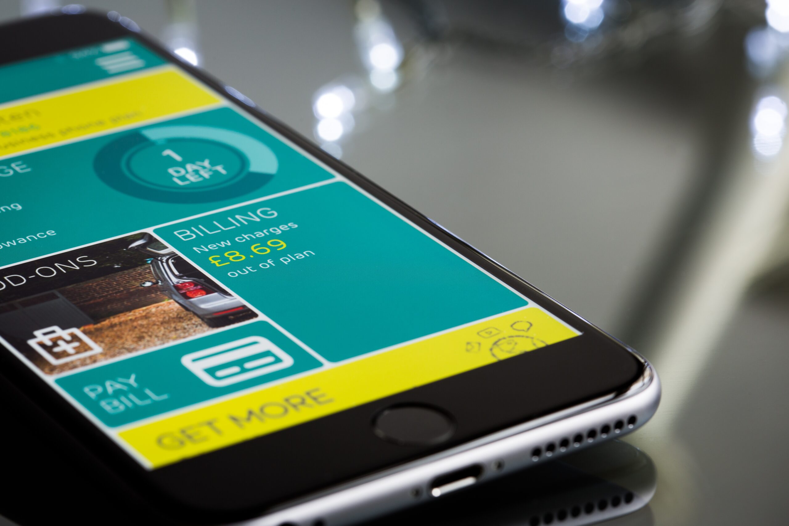 Smartphone displaying a mobile-banking interface.